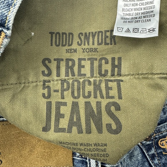 Todd Snyder Jeans Mens 40 x 32 Blue Slim Straight Stretch 5 Pocket Denim Pants - Picture 9 of 14